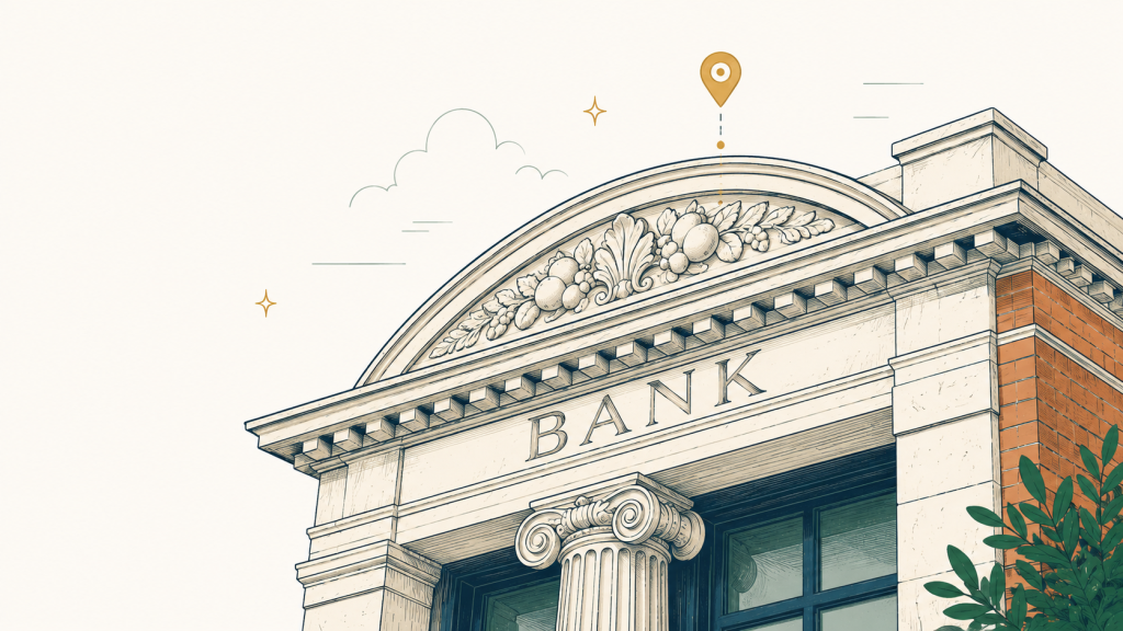 Illustration representing SEO for banks and local search optimization