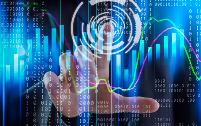 Digital Marketing for Investment Firms  – Data Visualization Digital marketing for investment firms technology visualization with data charts and binary code representing investor engagement and CRM integration.